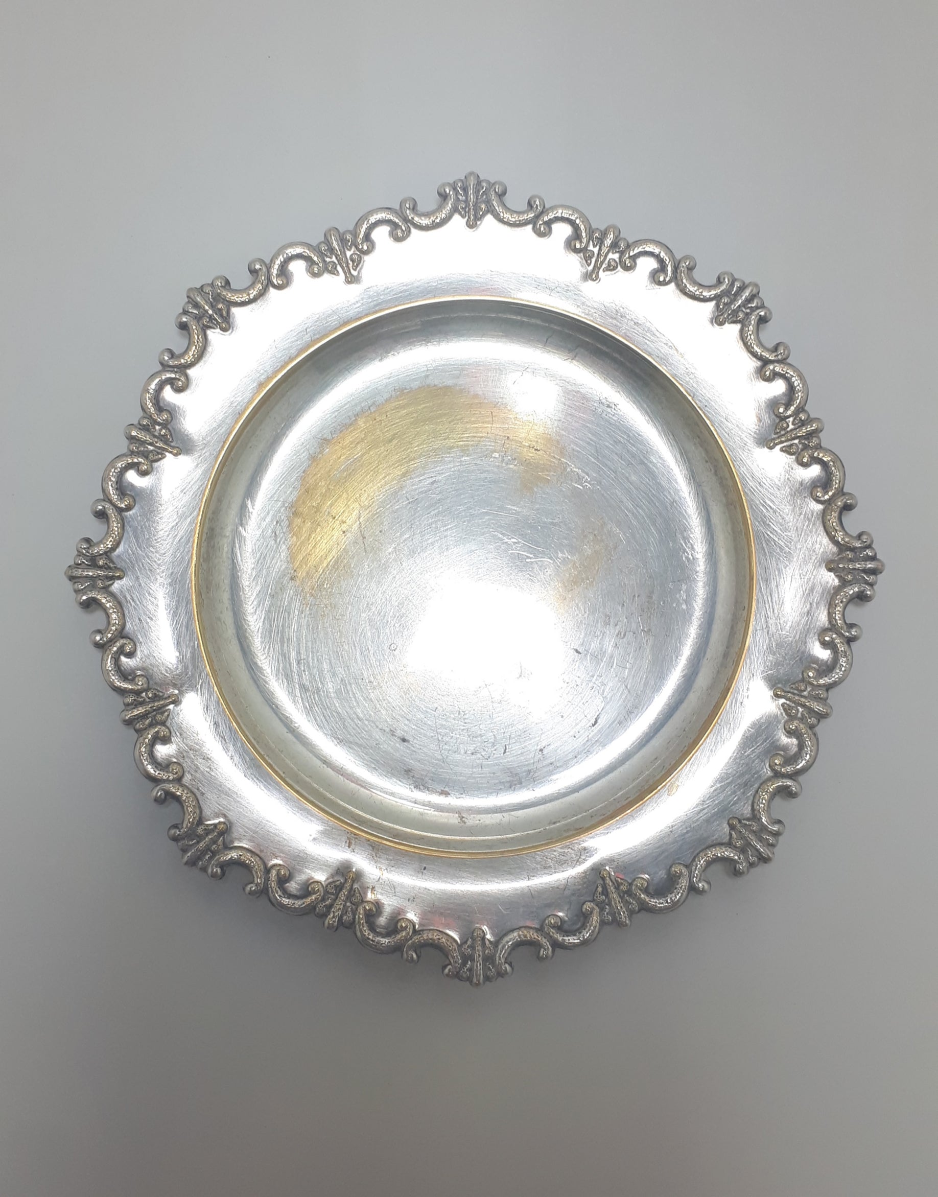 Vintage Swedish Silver Plate On Brass Dish