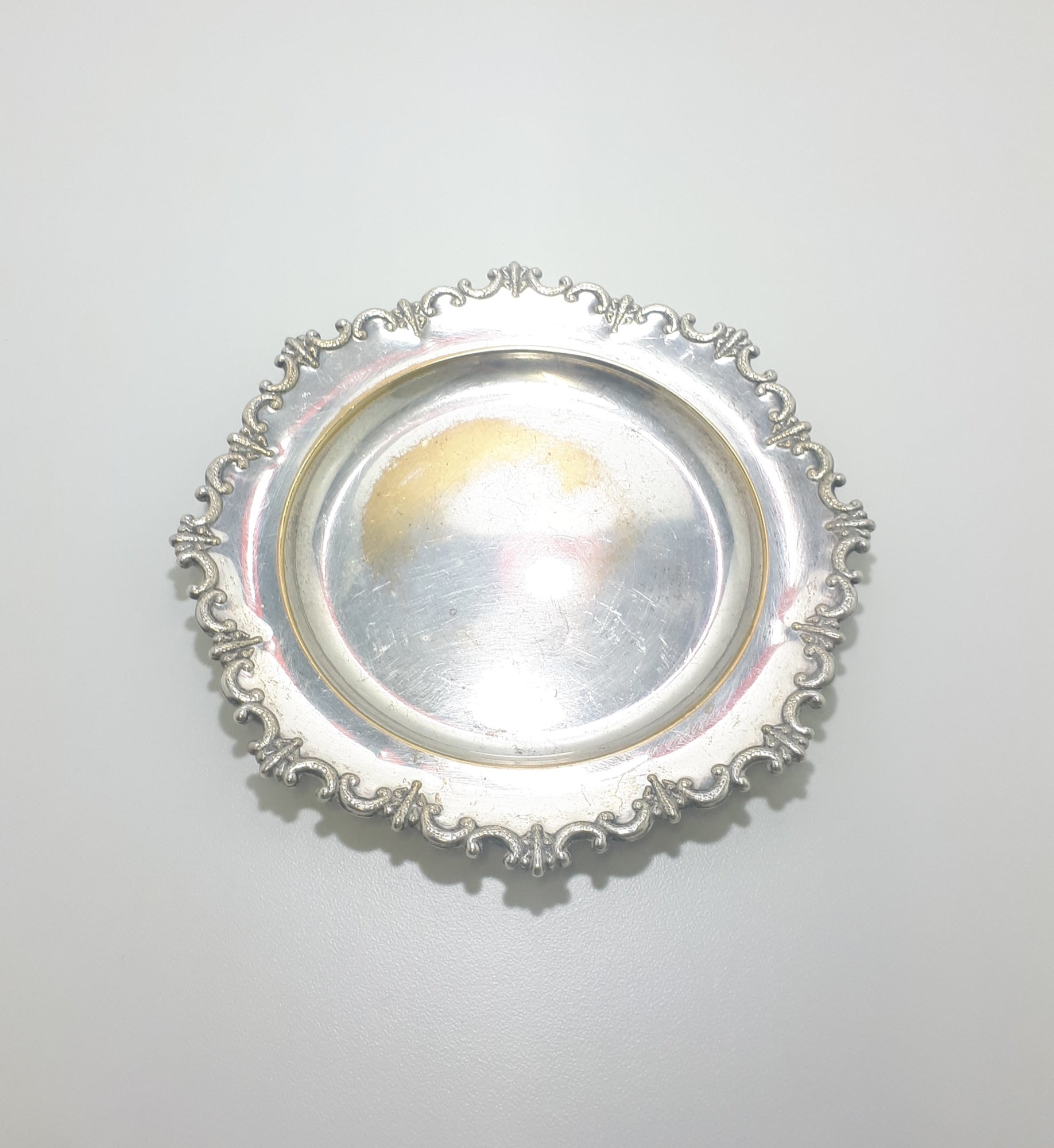 Vintage Swedish Silver Plate On Brass Dish