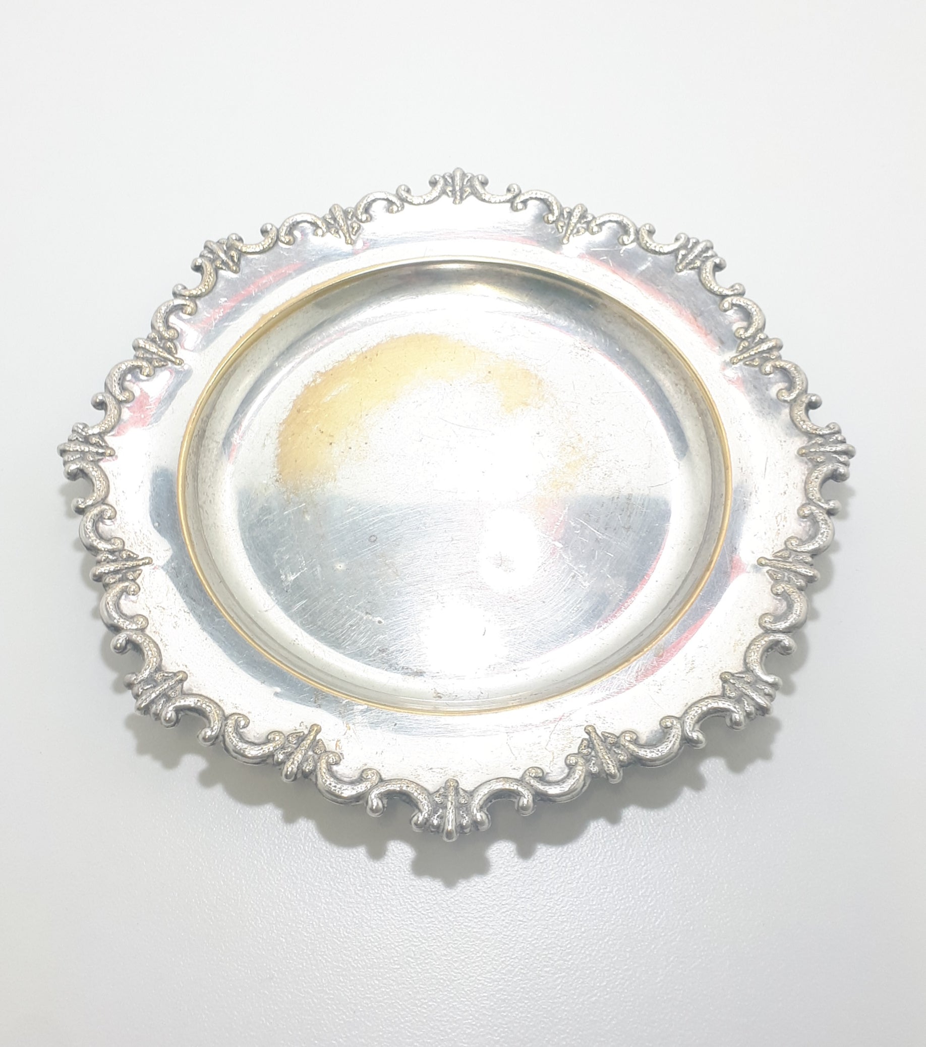 Vintage Swedish Silver Plate On Brass Dish
