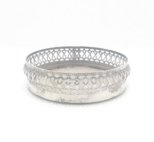 Vintage Silver Plated & Pierced Verge Pot Plant Stand / Bottle Coaster