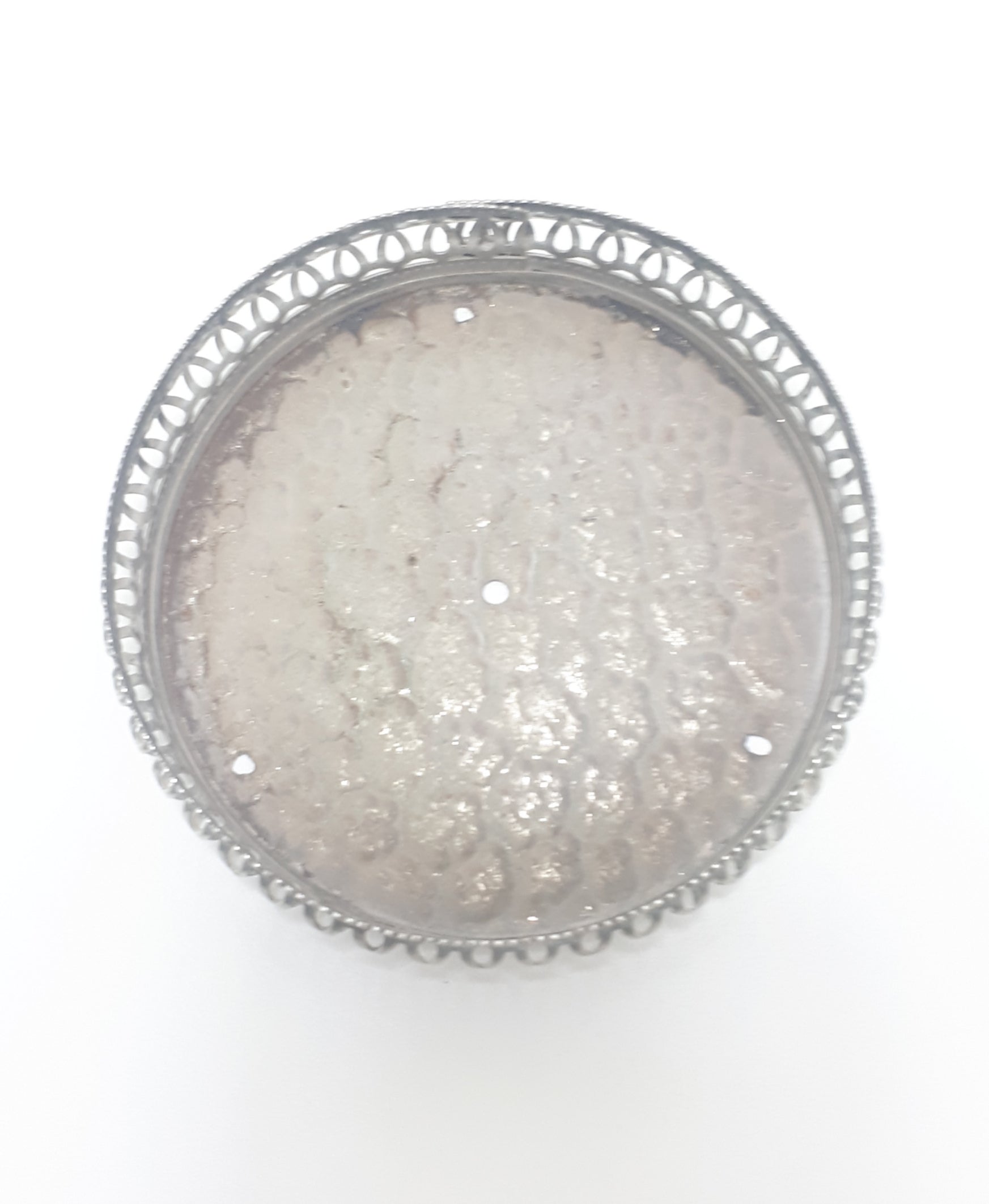 Vintage Silver Plated & Pierced Verge Pot Plant Stand / Bottle Coaster