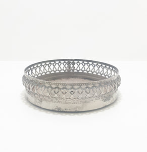 Vintage Silver Plated & Pierced Verge Pot Plant Stand / Bottle Coaster