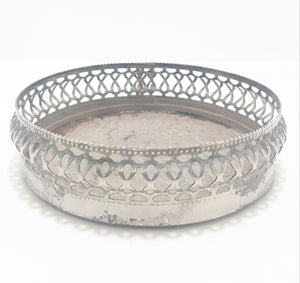 Vintage Silver Plated & Pierced Verge Pot Plant Stand / Bottle Coaster