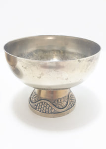 Pair Of Well-used Identical Alpaca Silver Plated Pedestal Bowls