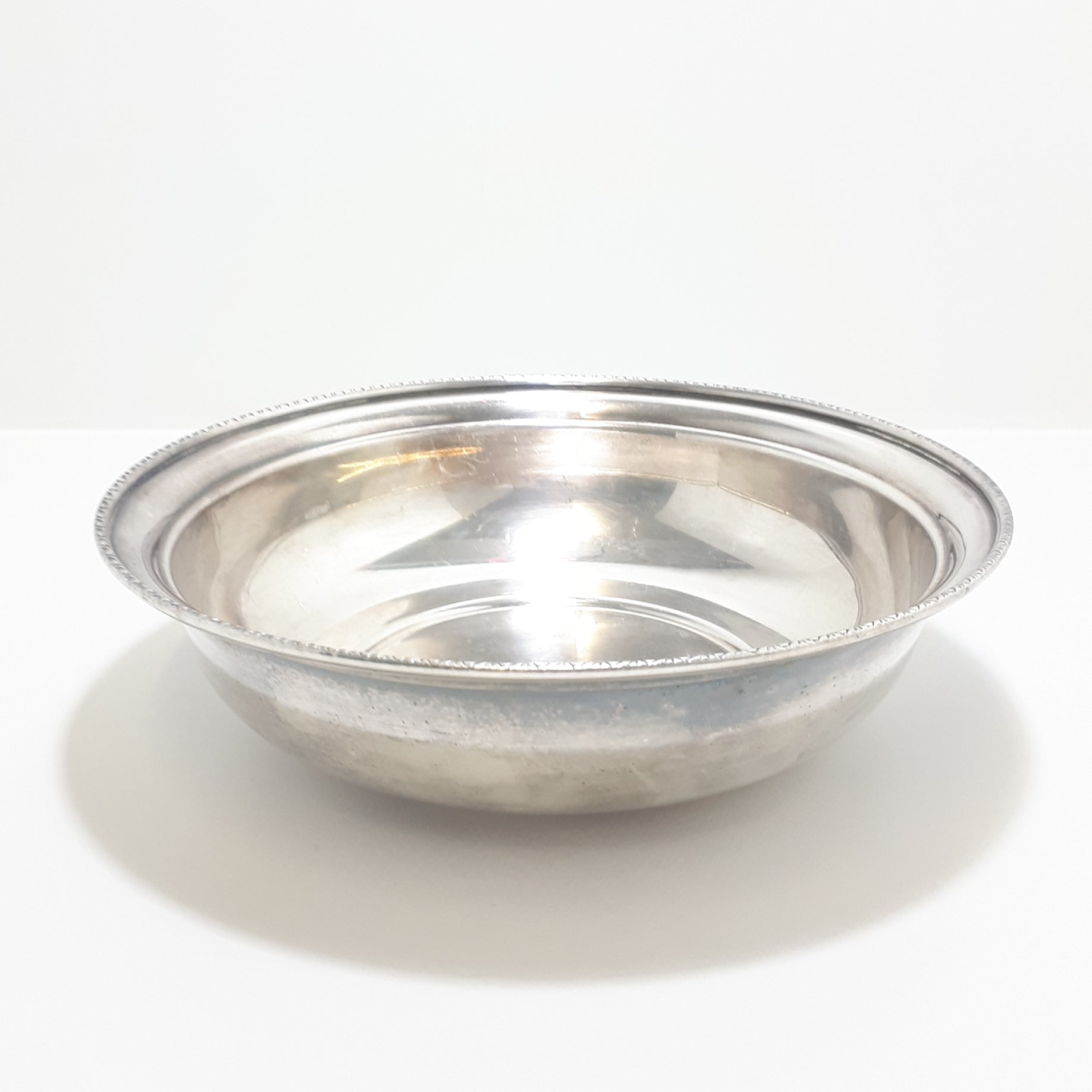 Vintage Round Seranco Silver Plate On Brass Bowl