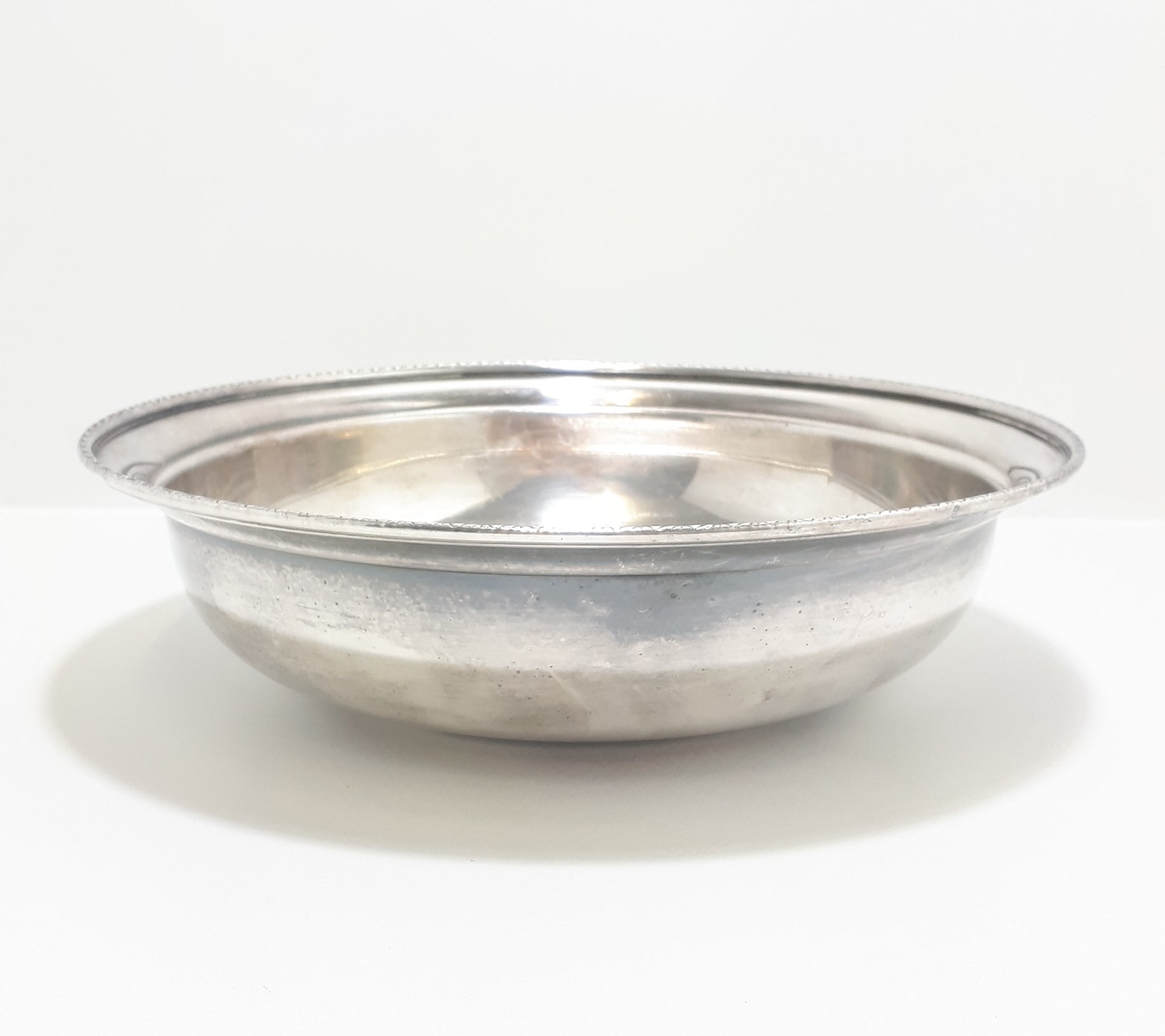Vintage Round Seranco Silver Plate On Brass Bowl