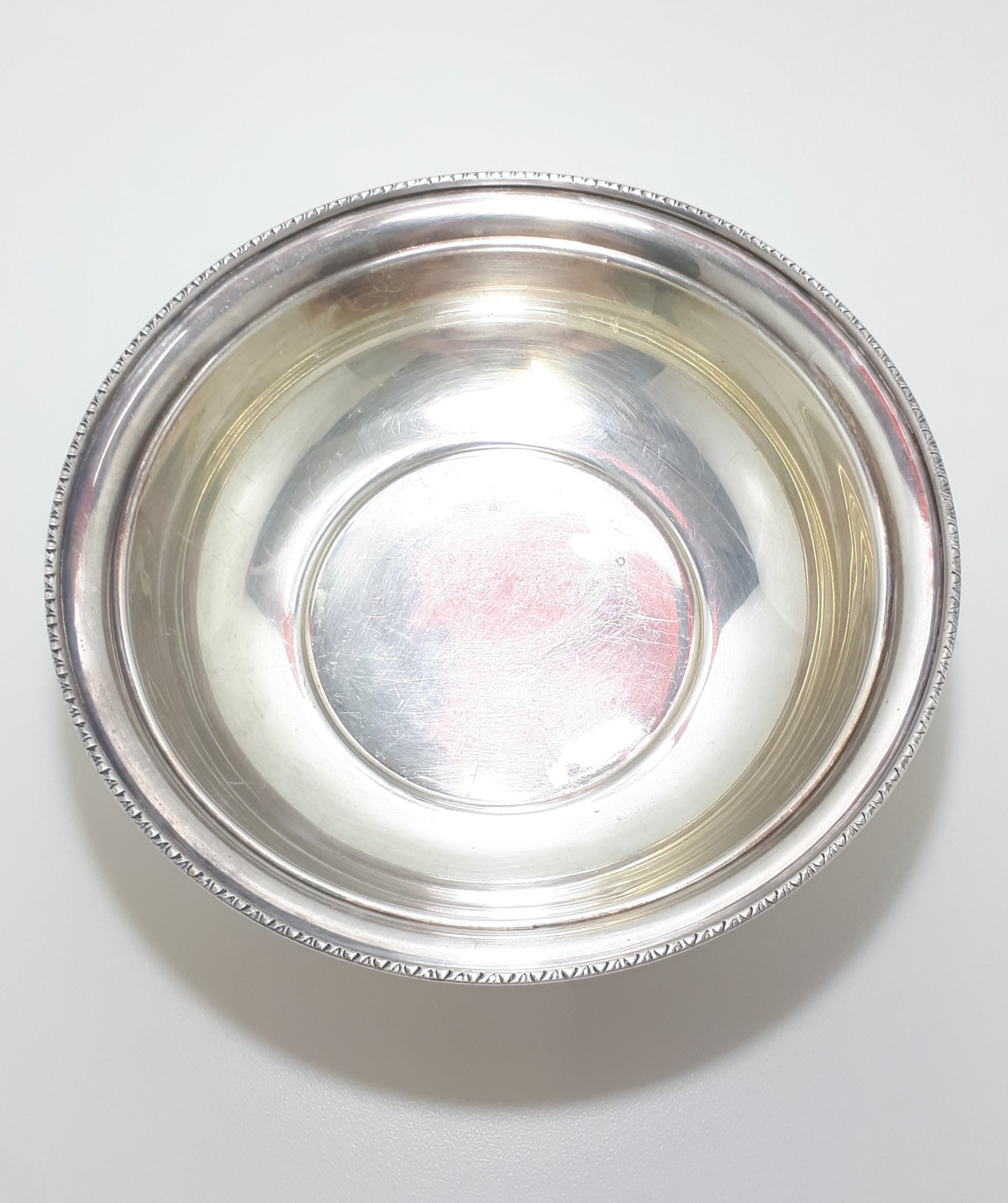 Vintage Round Seranco Silver Plate On Brass Bowl