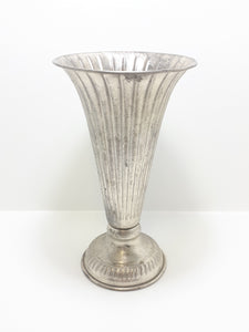 Fairly Large Vintage Silver Plated Trumpet Vase With Rolled Rim & Base