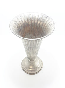 Fairly Large Vintage Silver Plated Trumpet Vase With Rolled Rim & Base