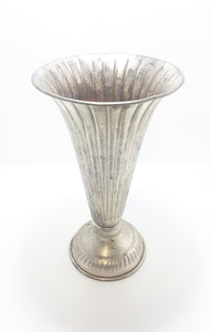 Fairly Large Vintage Silver Plated Trumpet Vase With Rolled Rim & Base