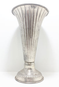 Fairly Large Vintage Silver Plated Trumpet Vase With Rolled Rim & Base