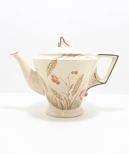 Antique 1920 – 1930’s Burleigh Ceramic Art Deco Wheat Patterned Tea Pot – 2 to 4 Cups