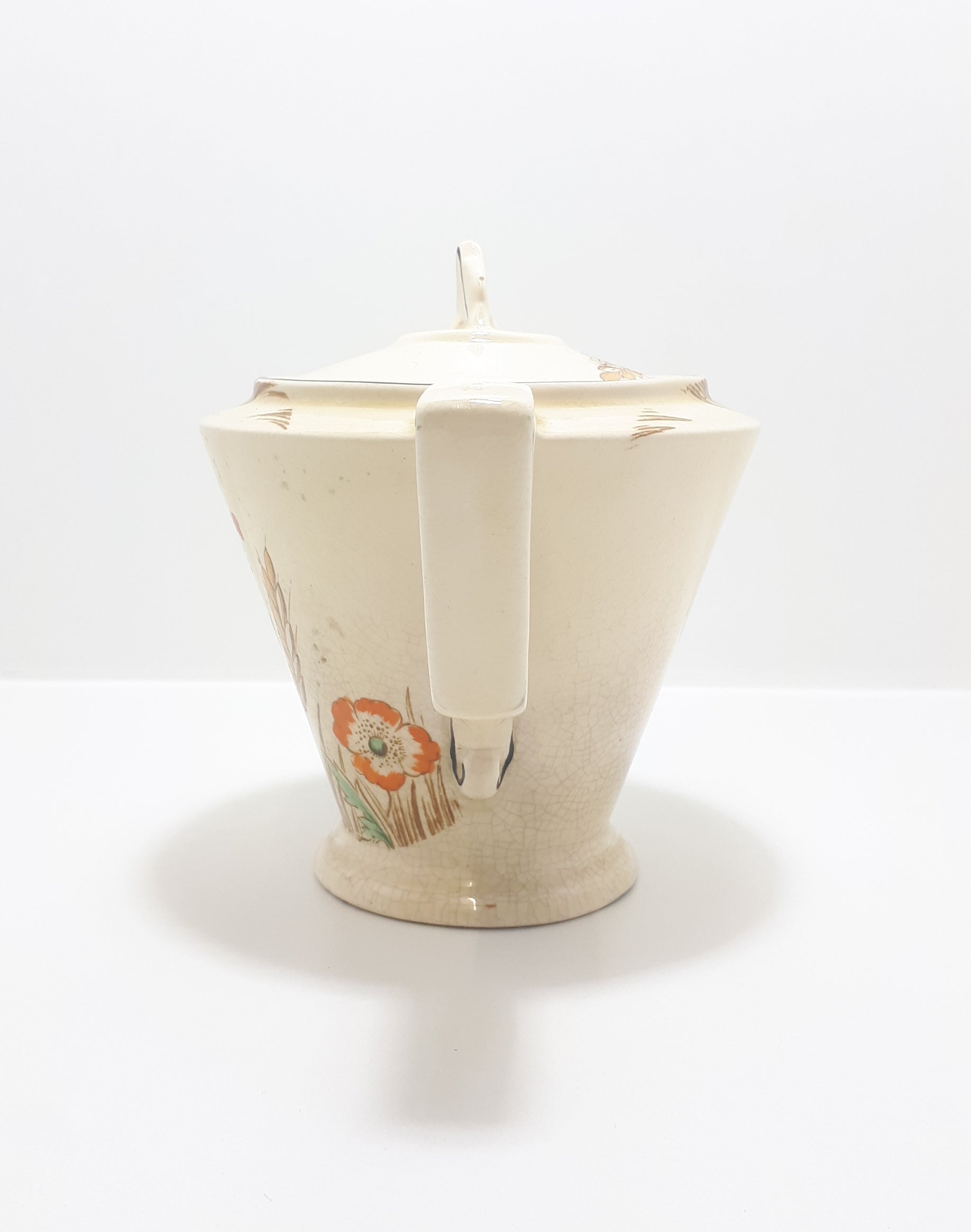 Antique 1920 – 1930’s Burleigh Ceramic Art Deco Wheat Patterned Tea Pot – 2 to 4 Cups