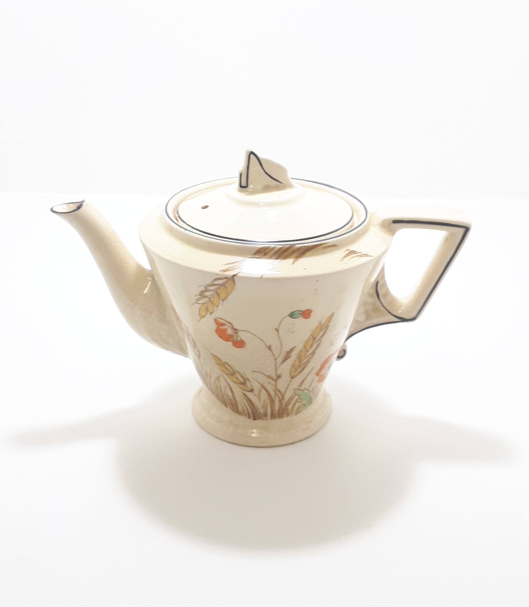 Antique 1920 – 1930’s Burleigh Ceramic Art Deco Wheat Patterned Tea Pot – 2 to 4 Cups