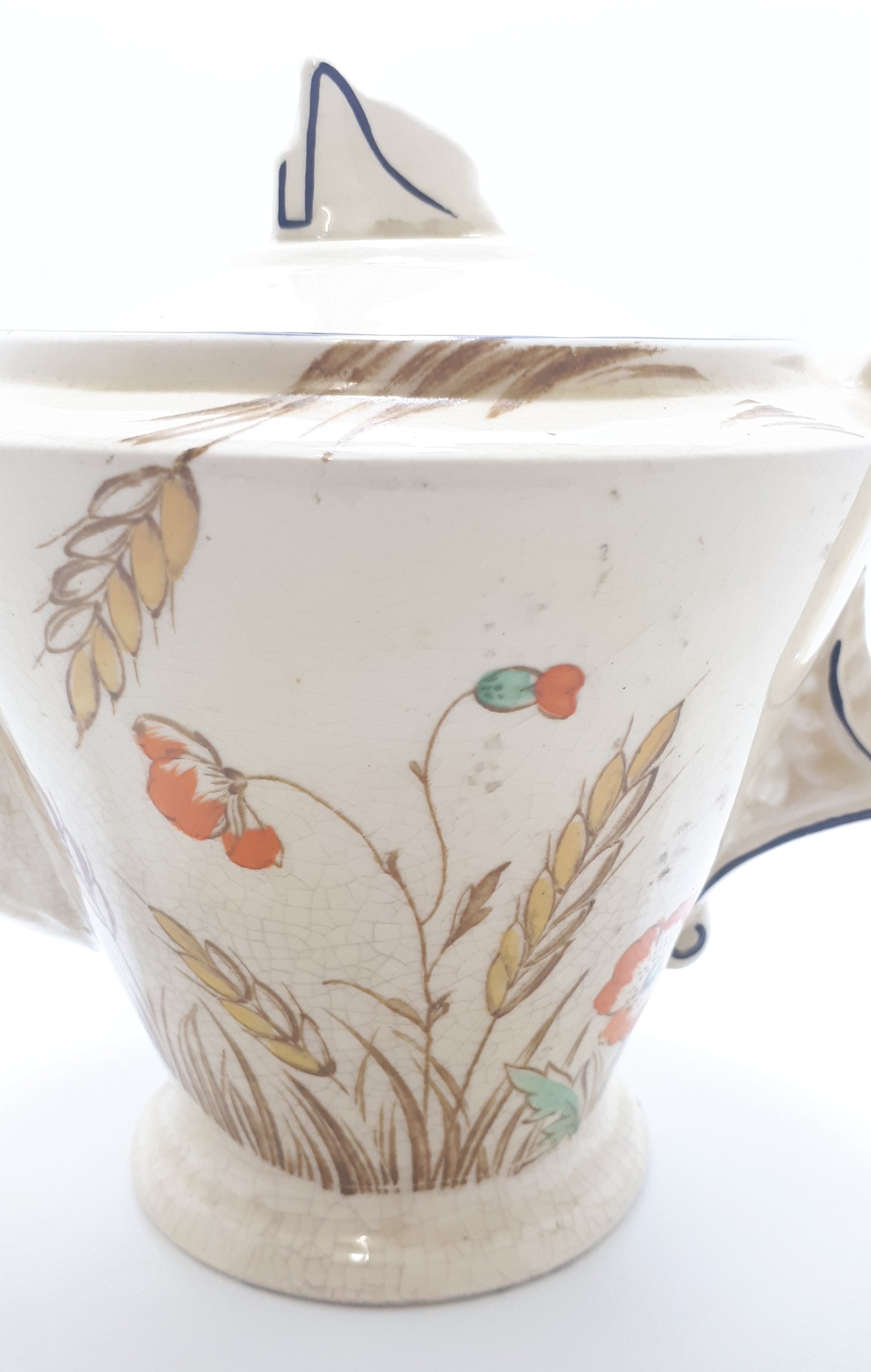 Antique 1920 – 1930’s Burleigh Ceramic Art Deco Wheat Patterned Tea Pot – 2 to 4 Cups