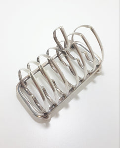 Silver Plated Vintage Six-slice Toast Rack With Ball Feet & Handle Finial
