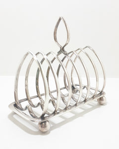 Silver Plated Vintage Six-slice Toast Rack With Ball Feet & Handle Finial
