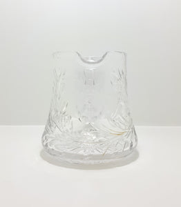 Large Vintage Cut Lead Crystal Water Jug With Rose & Leaf Cut Patterning