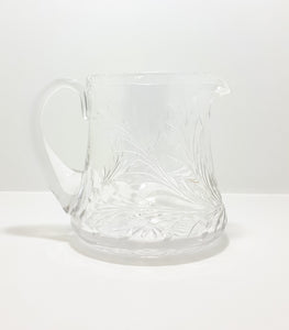 Large Vintage Cut Lead Crystal Water Jug With Rose & Leaf Cut Patterning