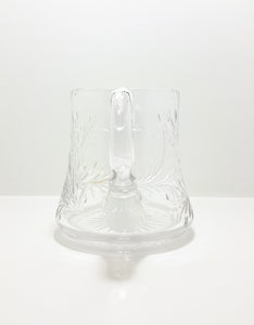 Large Vintage Cut Lead Crystal Water Jug With Rose & Leaf Cut Patterning