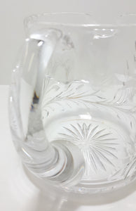 Large Vintage Cut Lead Crystal Water Jug With Rose & Leaf Cut Patterning