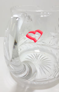 Large Vintage Cut Lead Crystal Water Jug With Rose & Leaf Cut Patterning