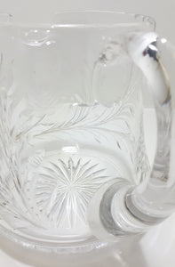 Large Vintage Cut Lead Crystal Water Jug With Rose & Leaf Cut Patterning