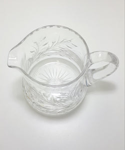 Large Vintage Cut Lead Crystal Water Jug With Rose & Leaf Cut Patterning