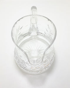 Large Vintage Cut Lead Crystal Water Jug With Rose & Leaf Cut Patterning