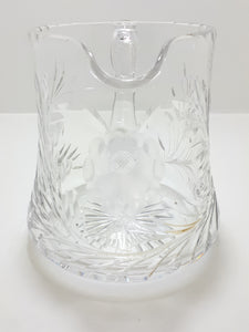 Large Vintage Cut Lead Crystal Water Jug With Rose & Leaf Cut Patterning
