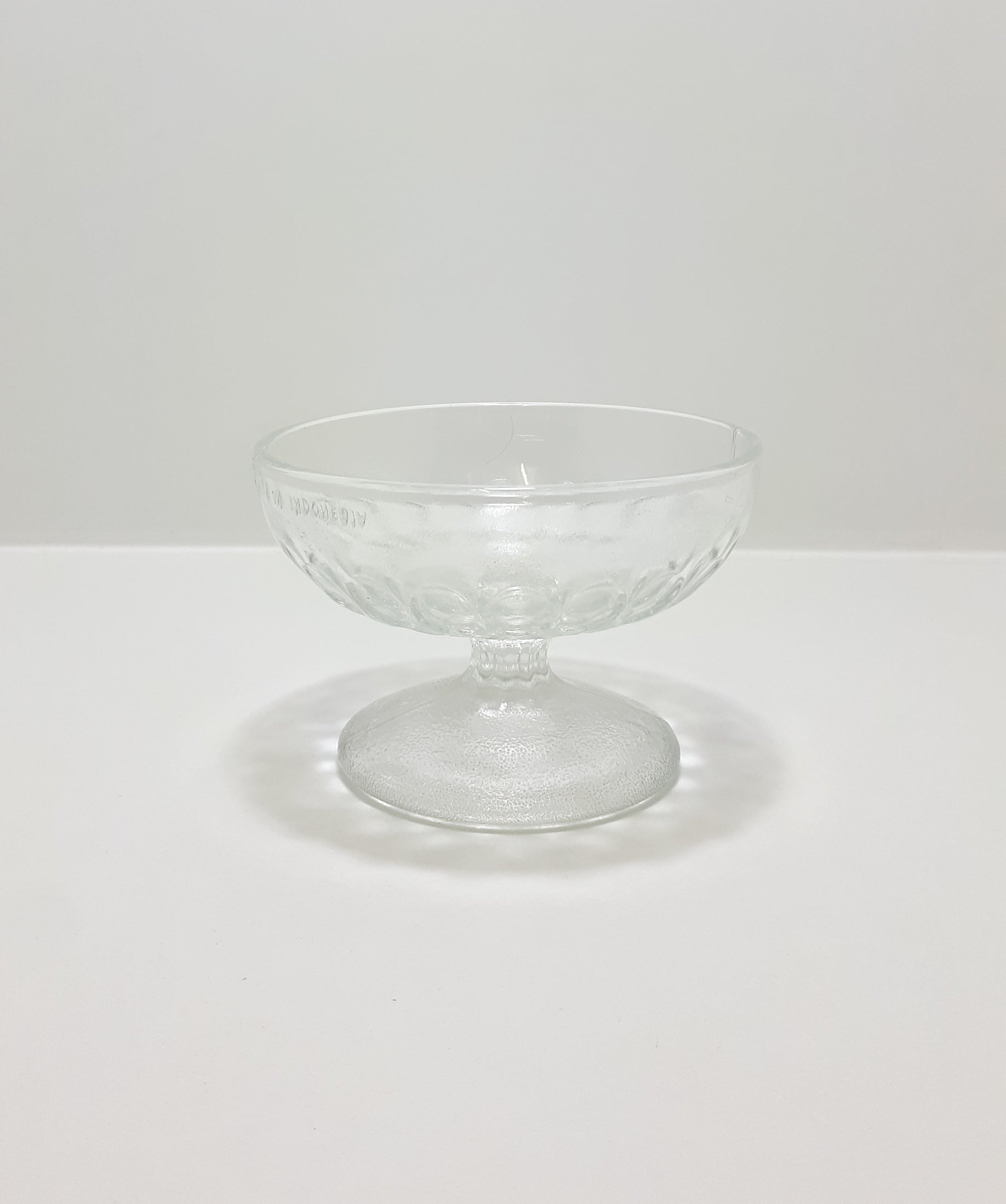 Indonesian Clear Glass Pedestal Dessert Bowl