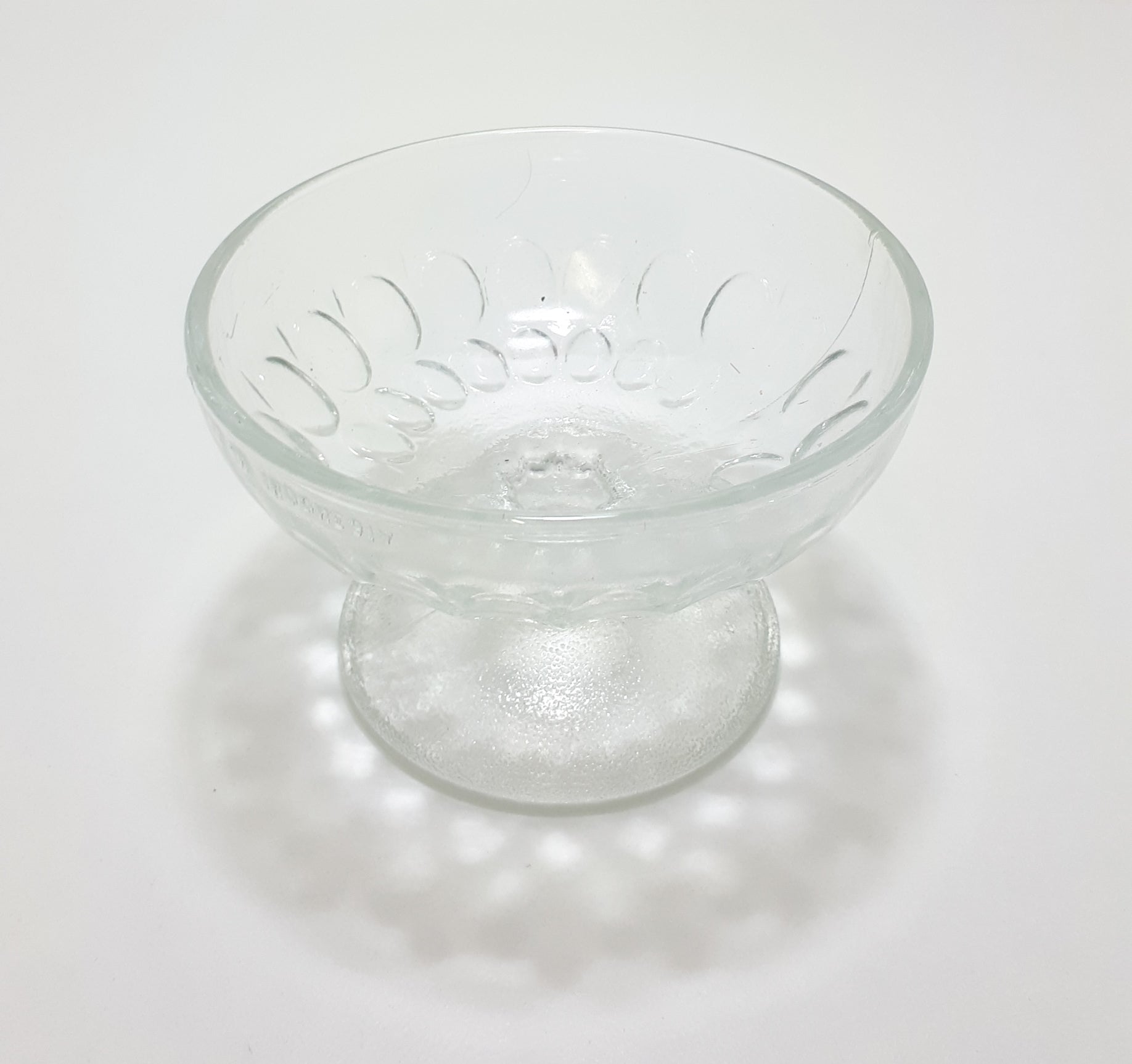 Indonesian Clear Glass Pedestal Dessert Bowl