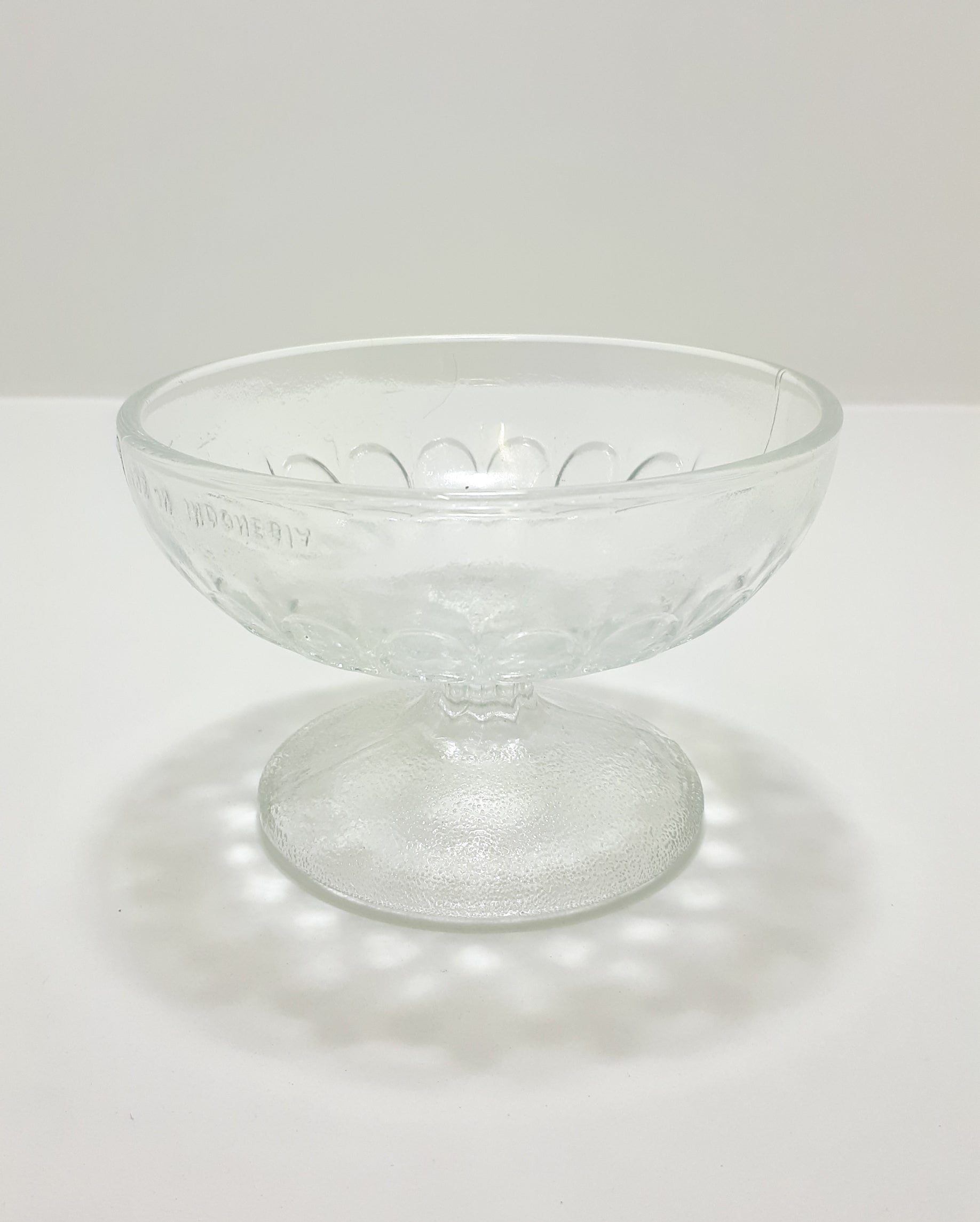 Indonesian Clear Glass Pedestal Dessert Bowl