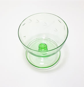 Small Light Green Glass Pedestal Bowl With Wheat Pattern