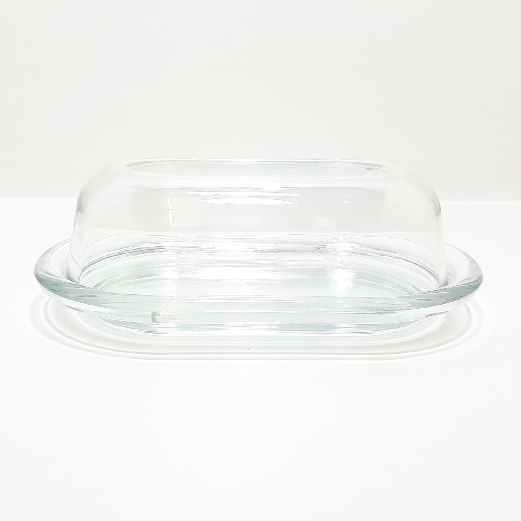 Clear Glass Butter Dish – Tray & Lid