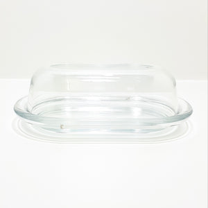 Clear Glass Butter Dish – Tray & Lid