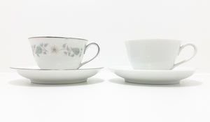 Two Fine Porcelain Noritake Tea Duos – Wellesley Pattern 6214 & Savoy Pattern 5825