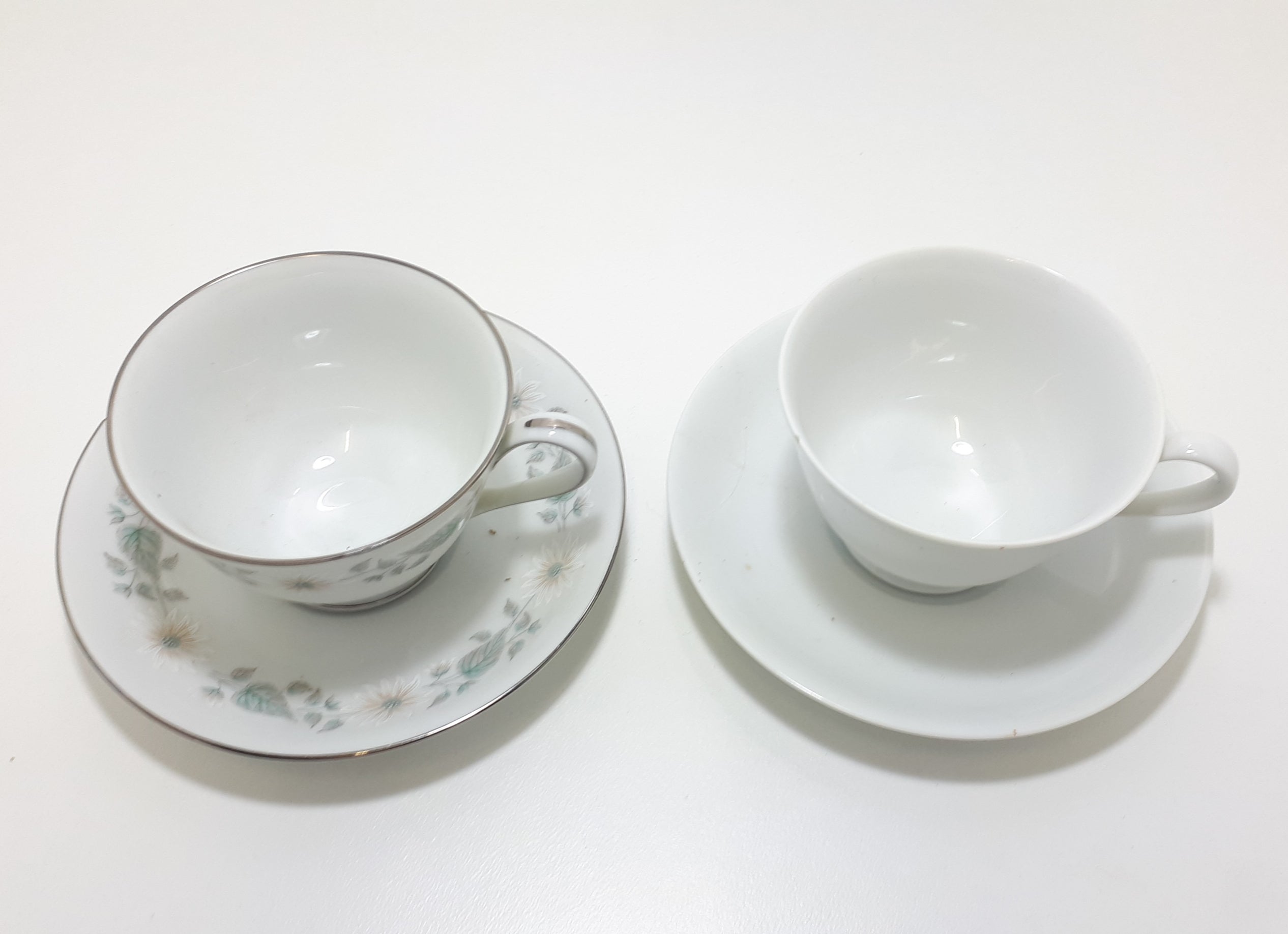 Two Fine Porcelain Noritake Tea Duos – Wellesley Pattern 6214 & Savoy Pattern 5825