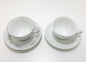 Two Fine Porcelain Noritake Tea Duos – Wellesley Pattern 6214 & Savoy Pattern 5825