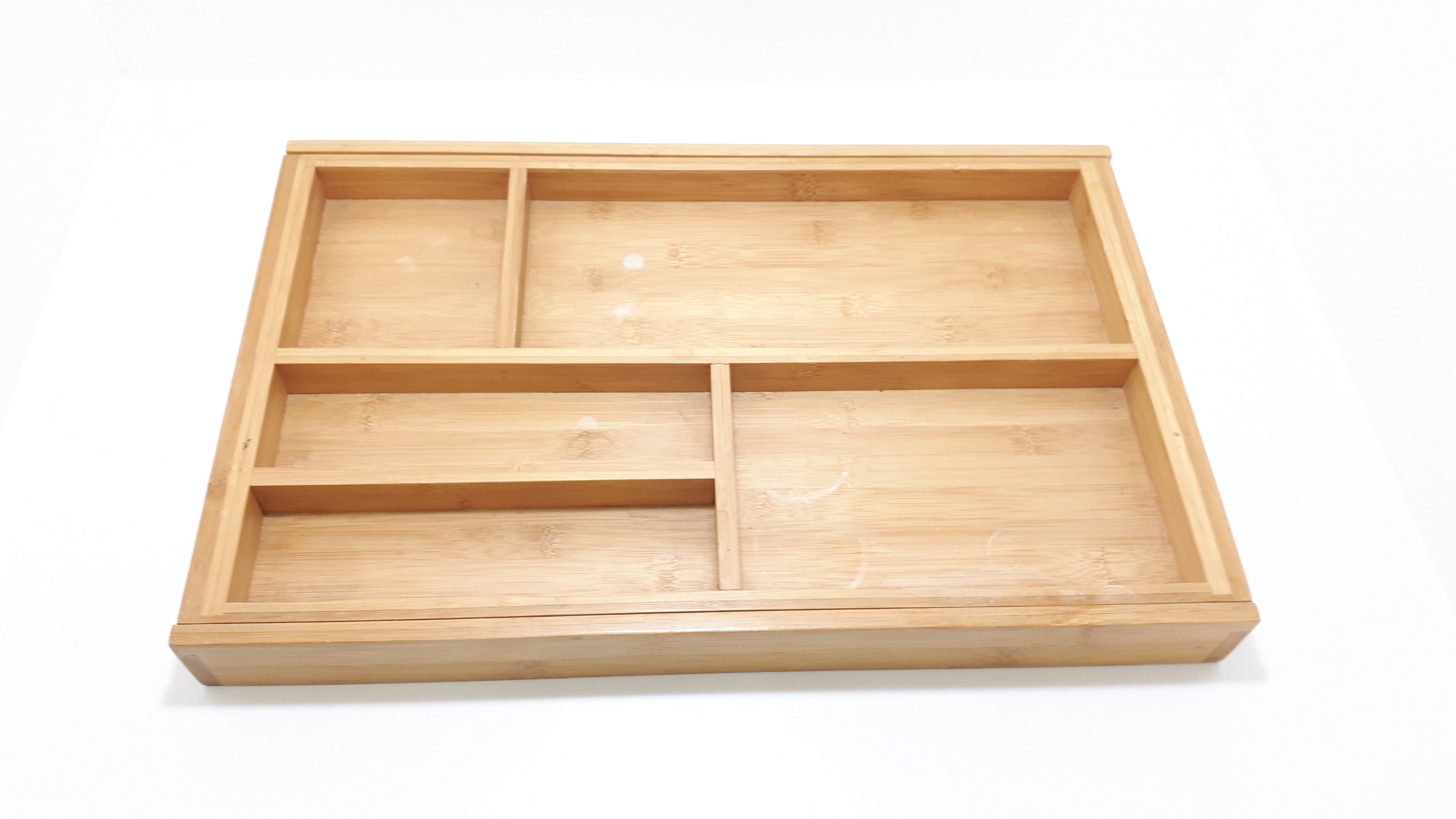 Contemporary Rectangular Bamboo Kitchen Countertop / Drawer Cutlery Tray With Expandable Sides