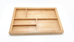 Contemporary Rectangular Bamboo Kitchen Countertop / Drawer Cutlery Tray With Expandable Sides