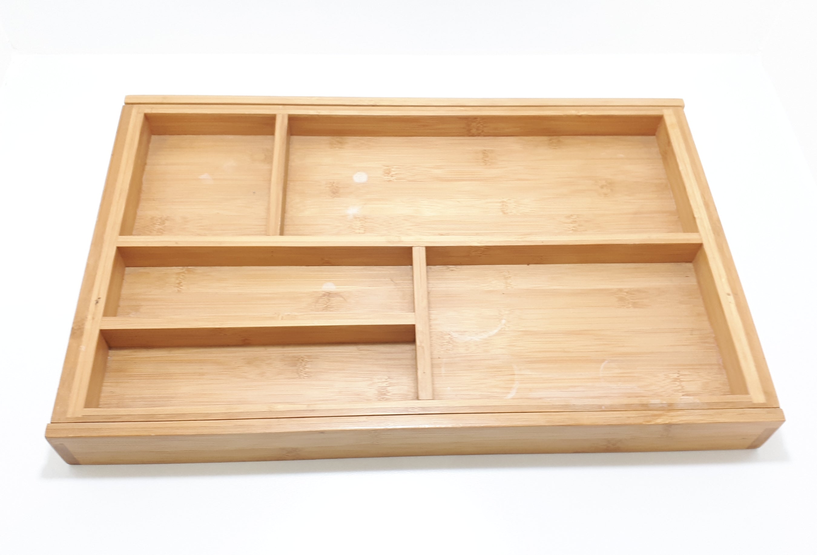 Contemporary Rectangular Bamboo Kitchen Countertop / Drawer Cutlery Tray With Expandable Sides