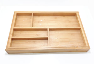 Contemporary Rectangular Bamboo Kitchen Countertop / Drawer Cutlery Tray With Expandable Sides