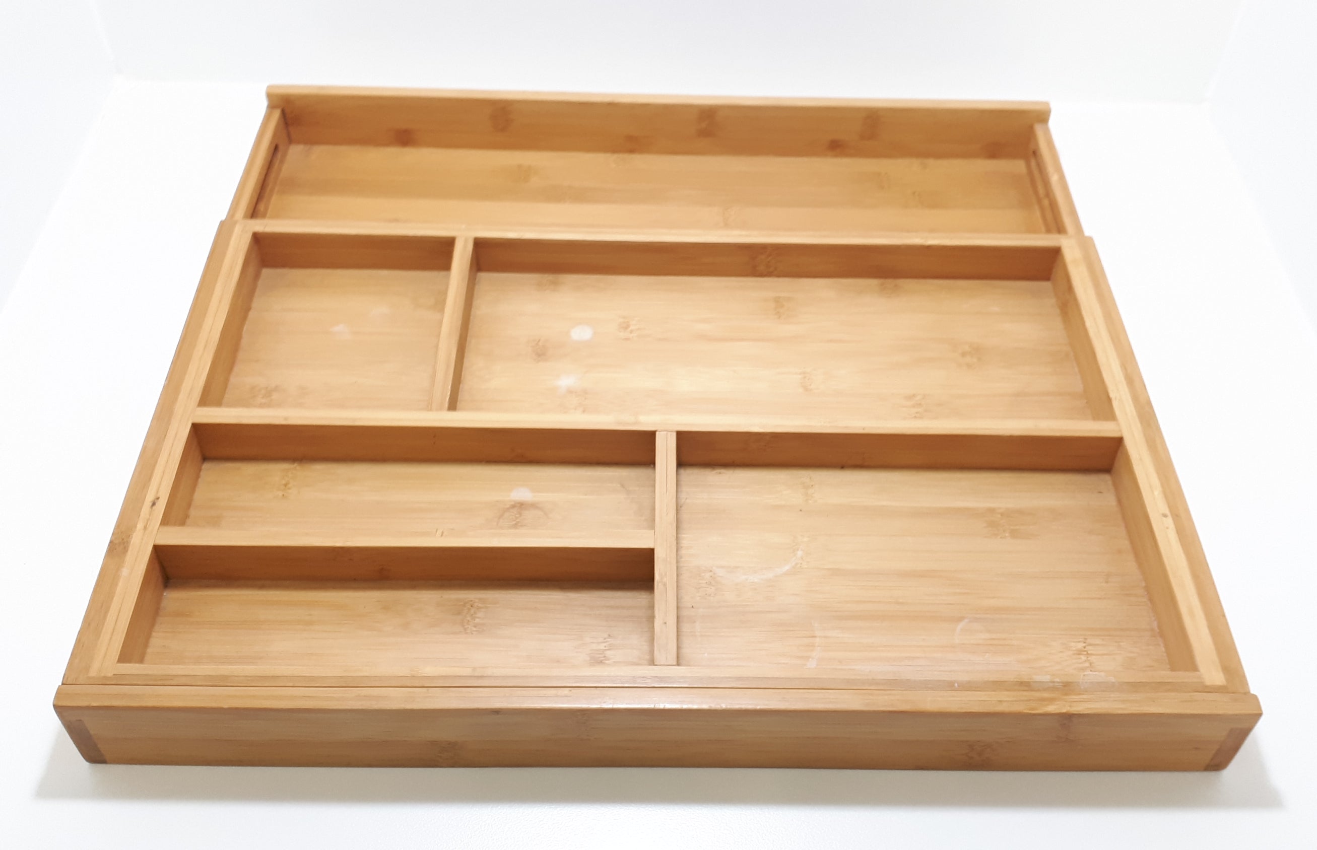 Contemporary Rectangular Bamboo Kitchen Countertop / Drawer Cutlery Tray With Expandable Sides