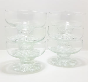 Set Of 6 Clear Glass Pedestal Dessert Bowls
