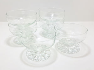Set Of 6 Clear Glass Pedestal Dessert Bowls
