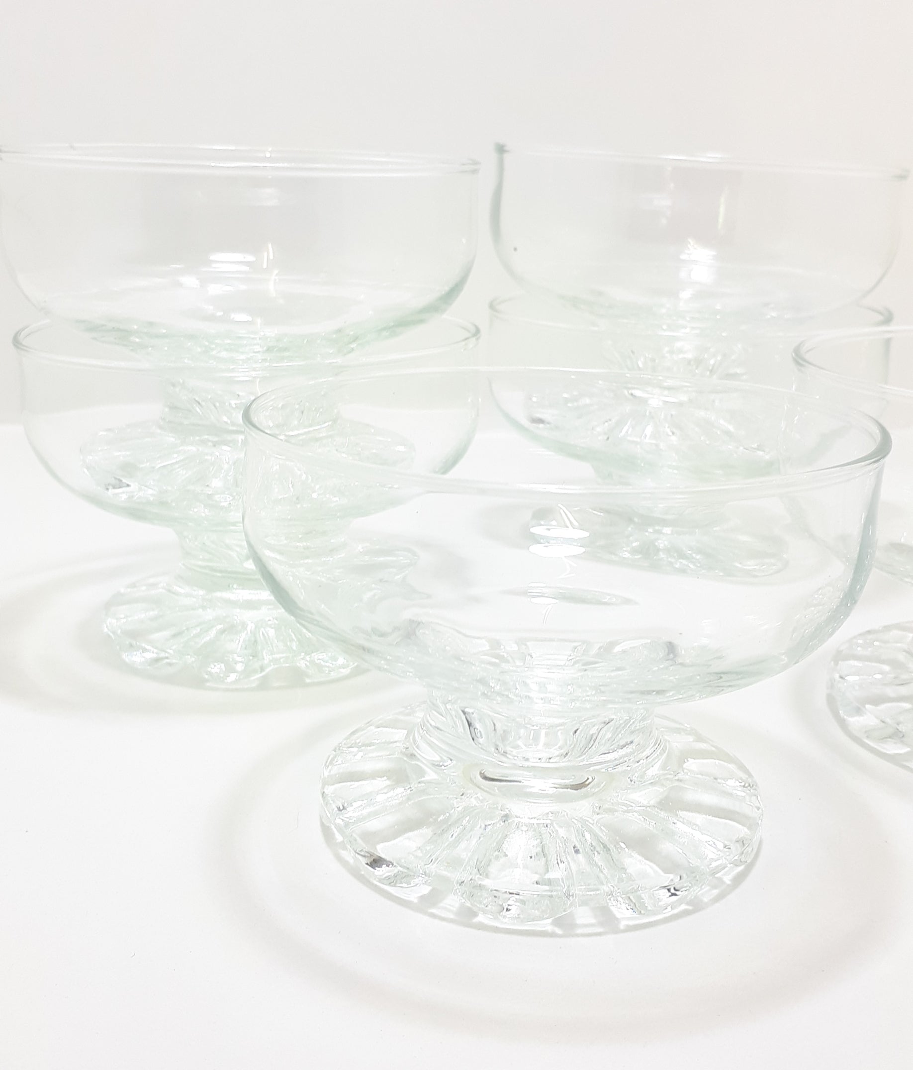 Set Of 6 Clear Glass Pedestal Dessert Bowls