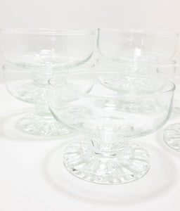 Set Of 6 Clear Glass Pedestal Dessert Bowls