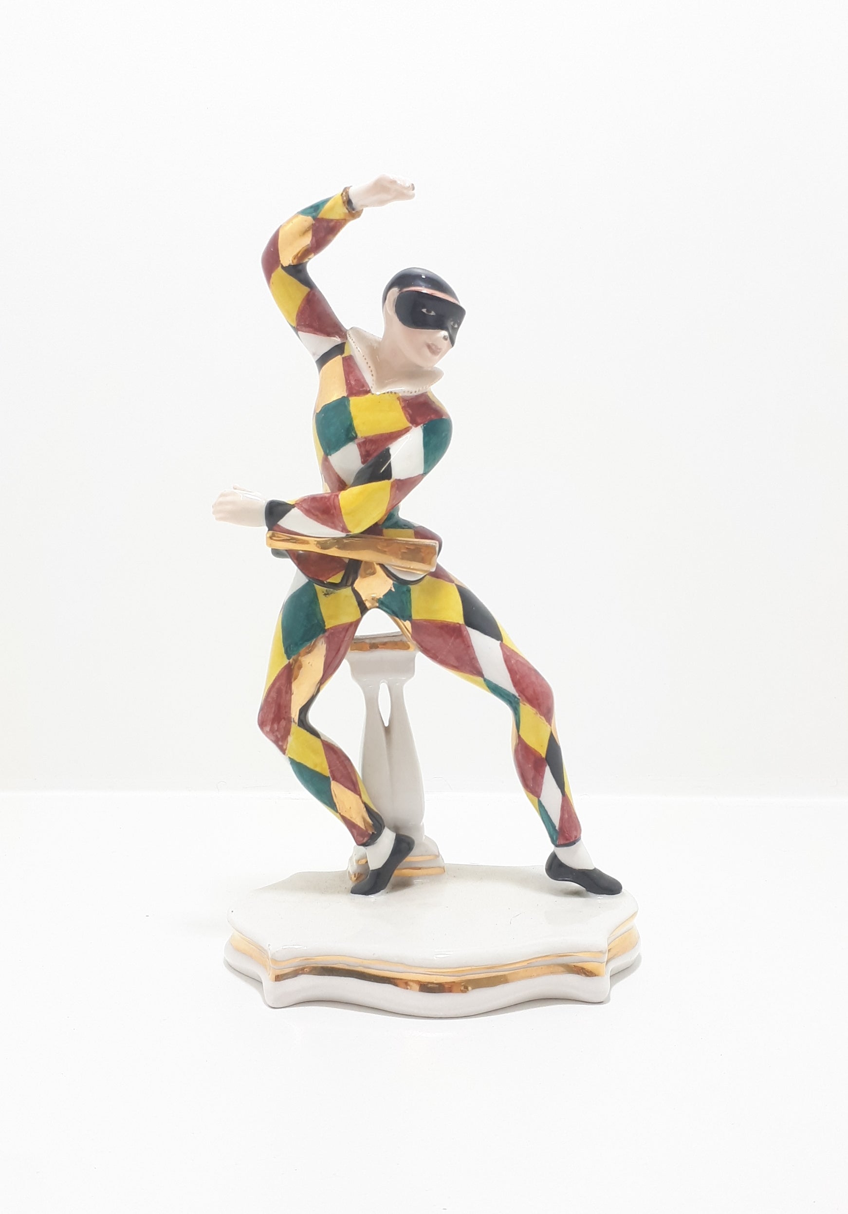 Extremely Rare 1950’s Italian Liani Fine Porcelain Dancing Harlequin / Jester Figurine - Male
