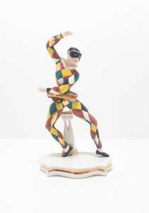 Extremely Rare 1950’s Italian Liani Fine Porcelain Dancing Harlequin / Jester Figurine - Male